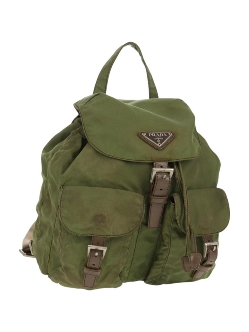 PRADA Backpack Nylon Khaki Silver - Picture 1 of 16